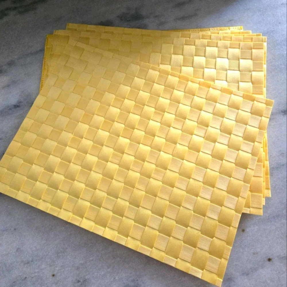 Woven Yellow Placemats Set – Textured Basket Weave Table Mats